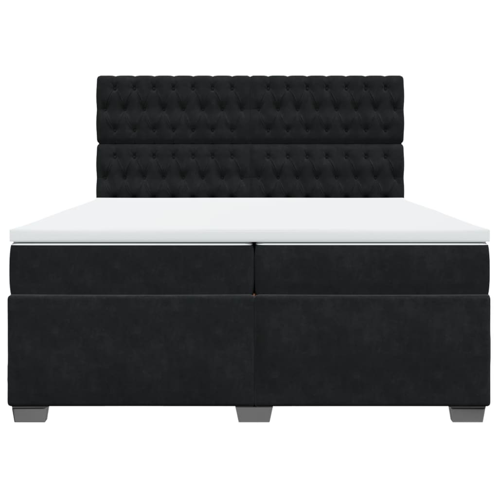 Pat box spring cu saltea, negru, 200x200 cm, catifea GartenMobel Dekor
