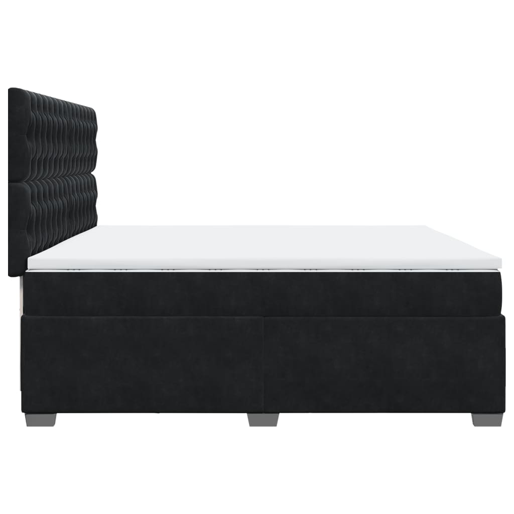 Pat box spring cu saltea, negru, 200x200 cm, catifea GartenMobel Dekor