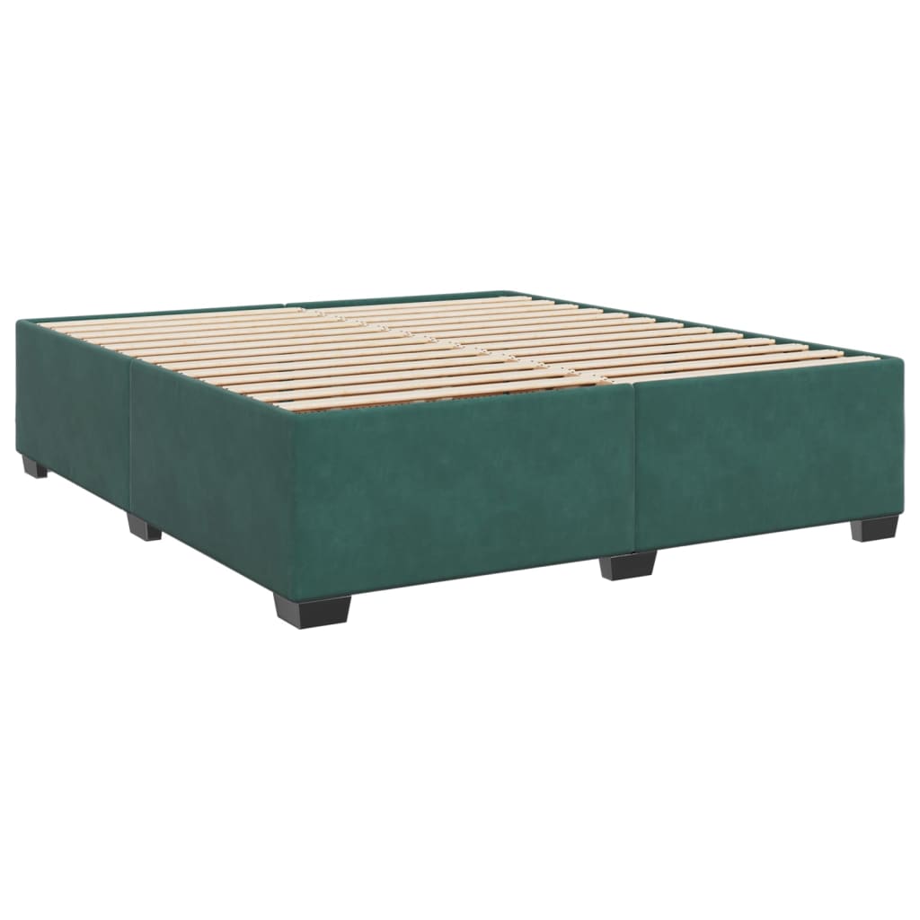Pat box spring cu saltea, verde închis, 200x200 cm, catifea GartenMobel Dekor