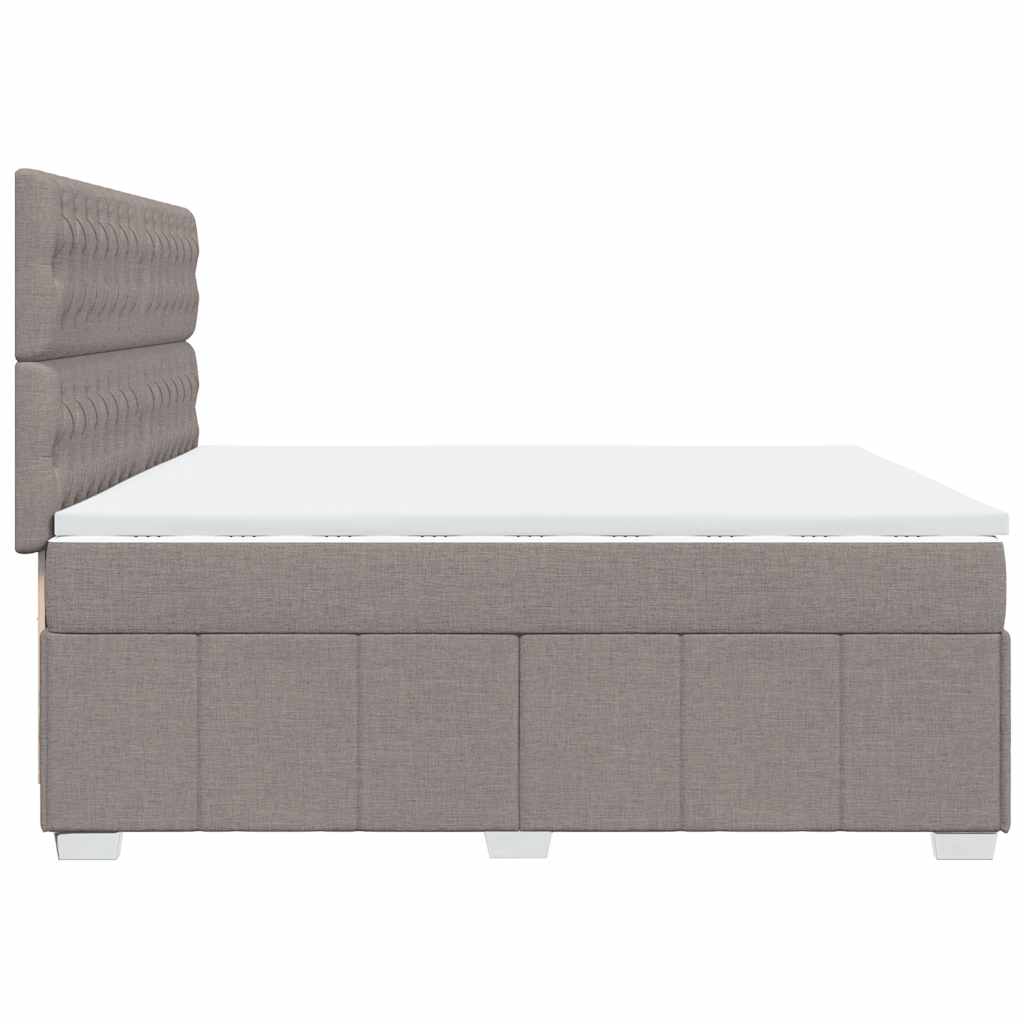 Pat box spring cu saltea, gri taupe, 200x200 cm, textil GartenMobel Dekor