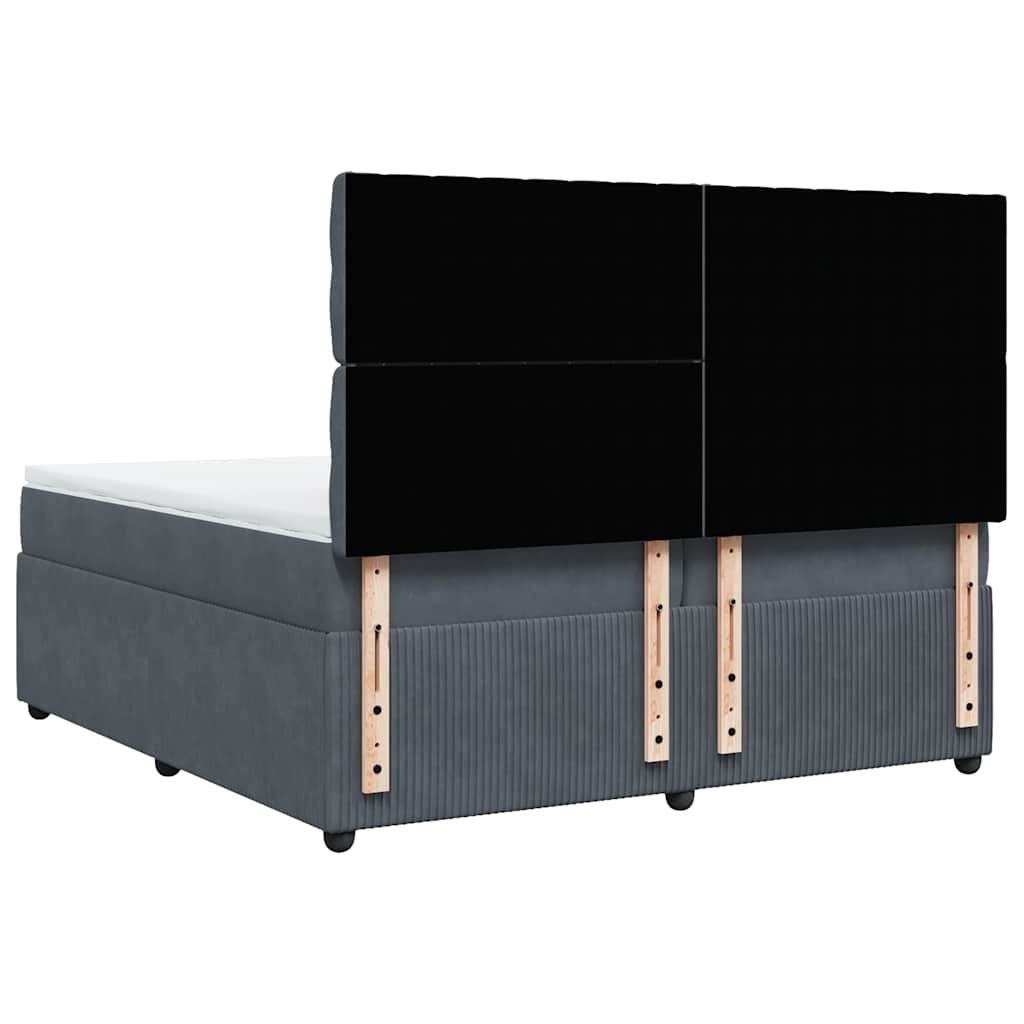 Pat box spring cu saltea, gri închis, 200x200 cm, catifea GartenMobel Dekor