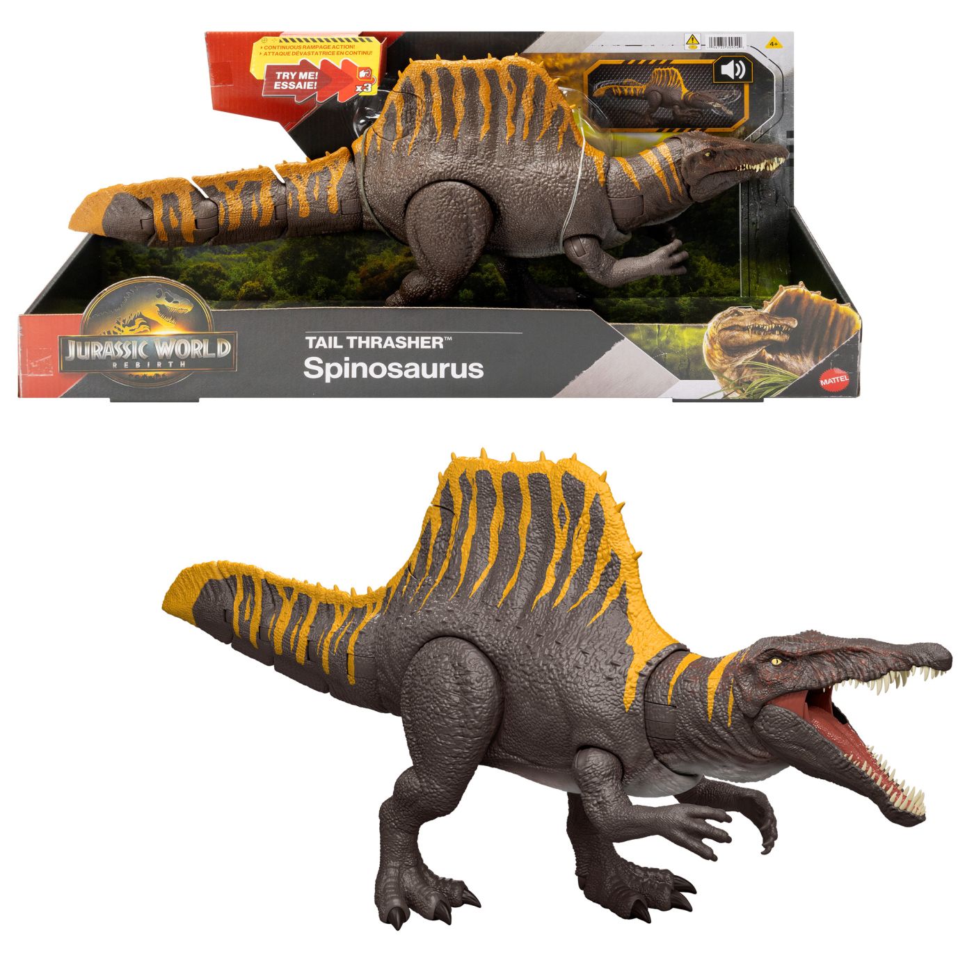 JURASSIC WORLD REBIRTH TAIL THRASHER DINOZAUR SPINOSAURUS INTERACTIV CU MISCARI SI SUNETE SuperHeroes ToysZone