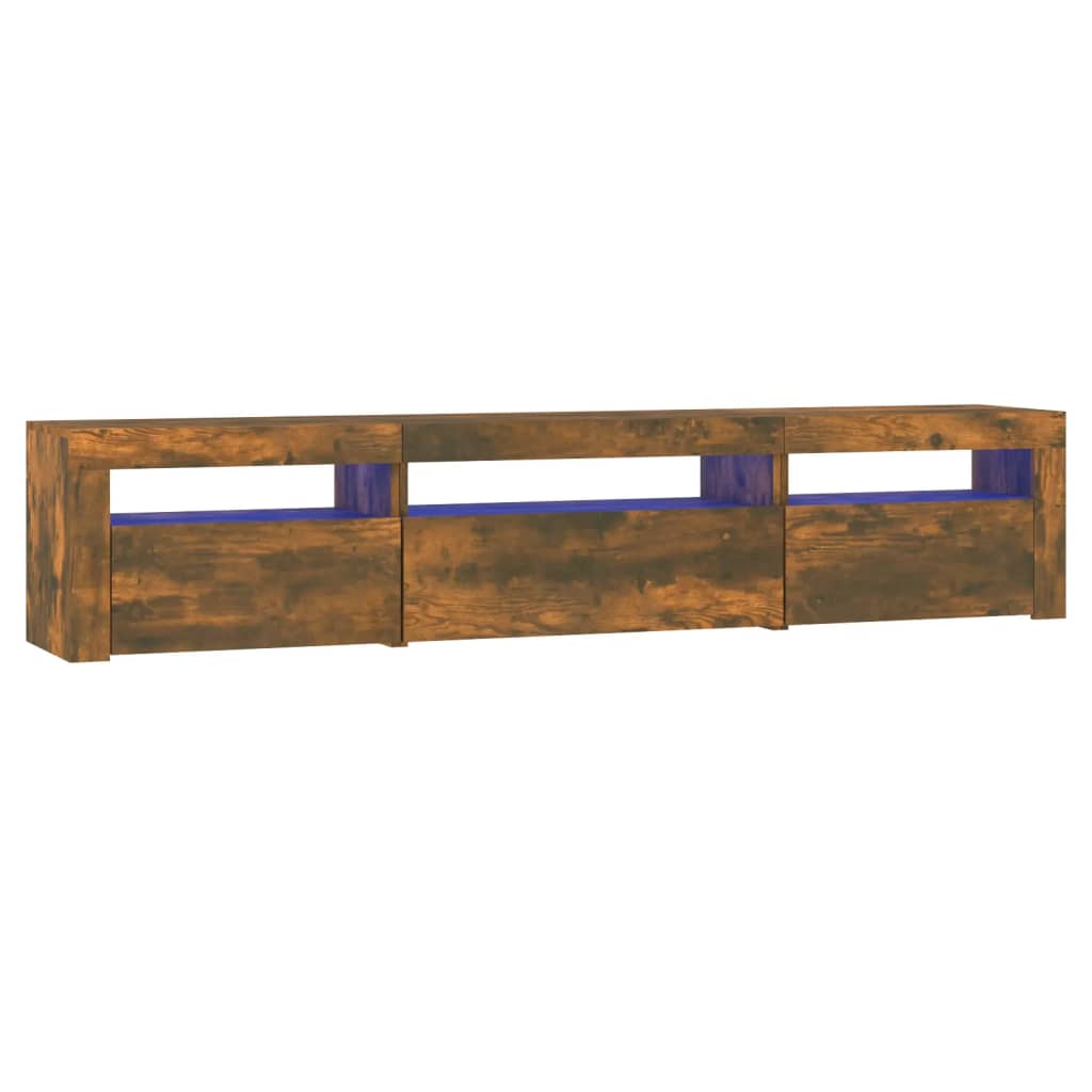 Comodă TV cu lumini LED, stejar fumuriu, 195x35x40 cm GartenMobel Dekor