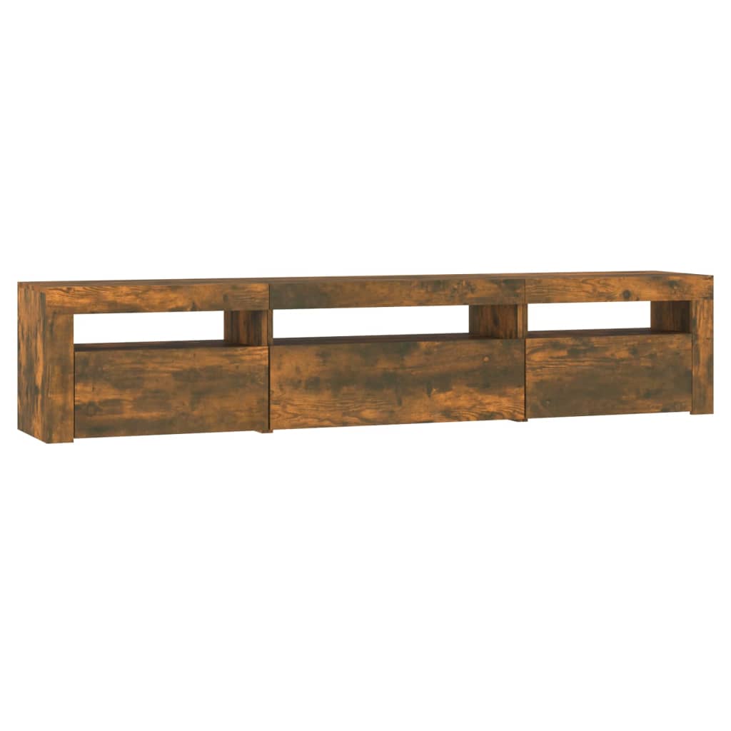 Comodă TV cu lumini LED, stejar fumuriu, 195x35x40 cm GartenMobel Dekor