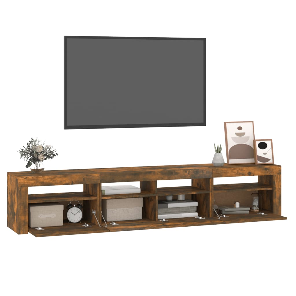 Comodă TV cu lumini LED, stejar fumuriu, 210x35x40 cm GartenMobel Dekor