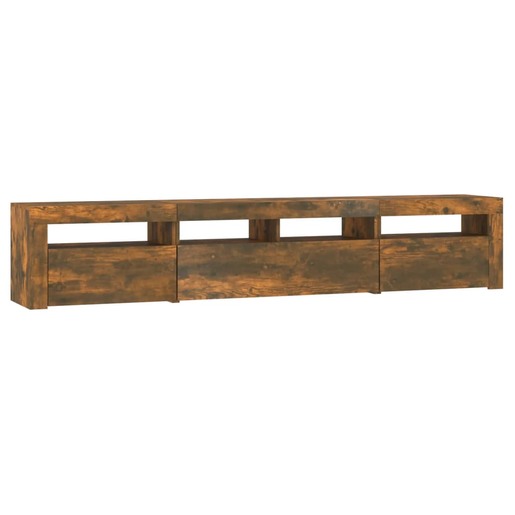 Comodă TV cu lumini LED, stejar fumuriu, 210x35x40 cm GartenMobel Dekor