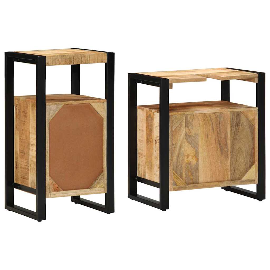 Set de mobilier pentru baie 2 pcs Maro Lemn de mango brut GartenMobel Dekor