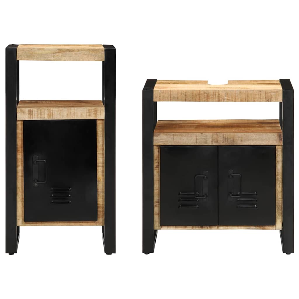 Set de mobilier pentru baie 2 pcs Maro Lemn de mango brut GartenMobel Dekor