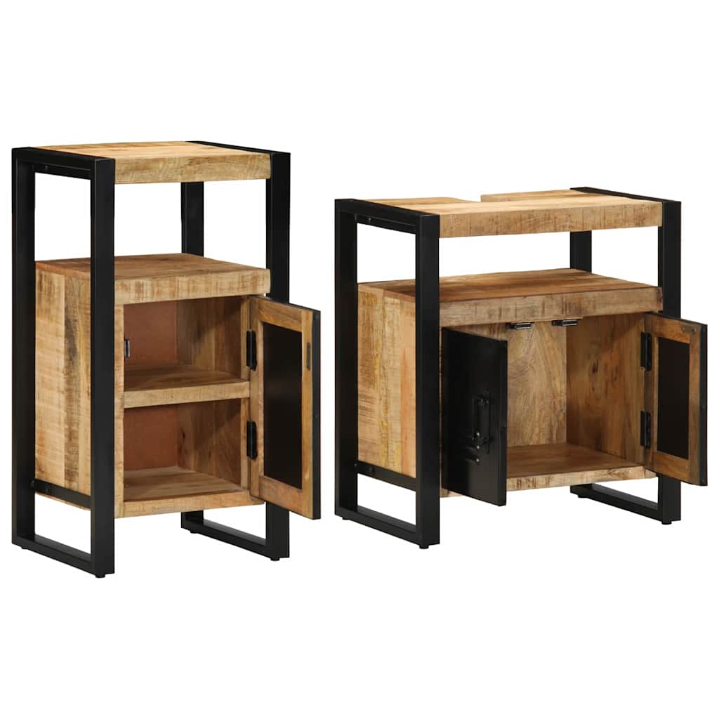 Set de mobilier pentru baie 2 pcs Maro Lemn de mango brut GartenMobel Dekor