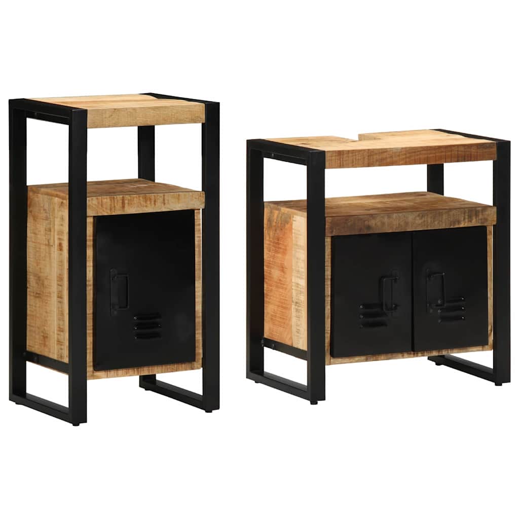 Set de mobilier pentru baie 2 pcs Maro Lemn de mango brut GartenMobel Dekor