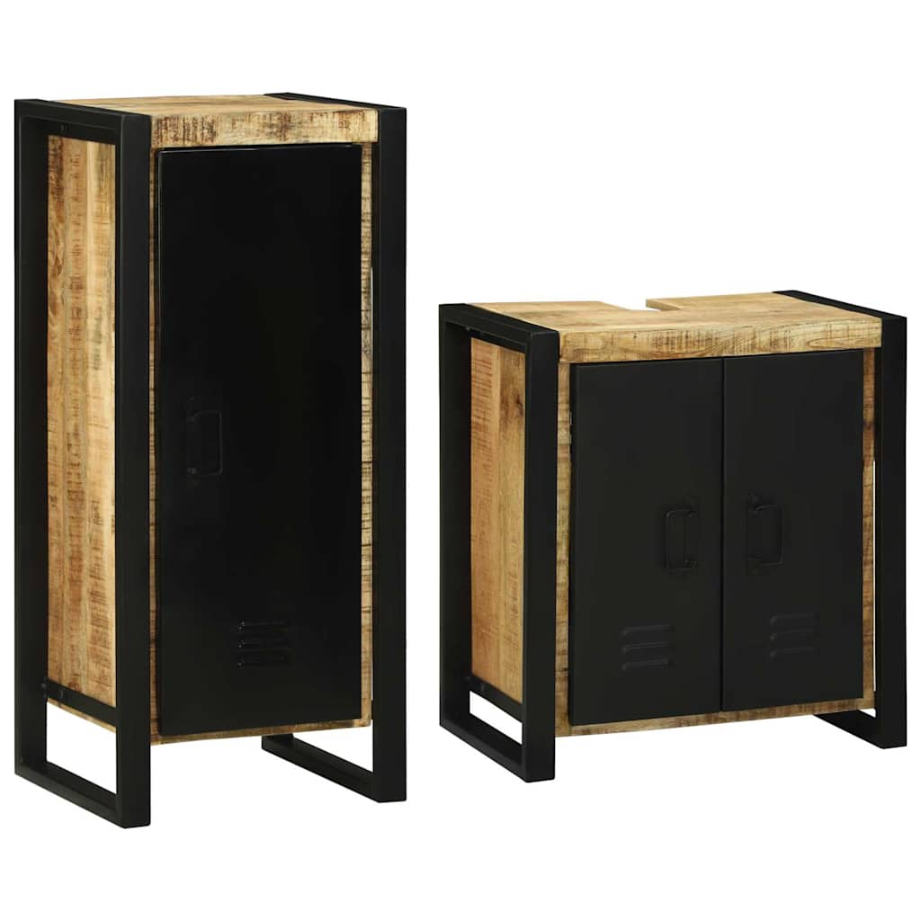 Set de mobilier pentru baie 2 pcs Maro Lemn de mango solid GartenMobel Dekor
