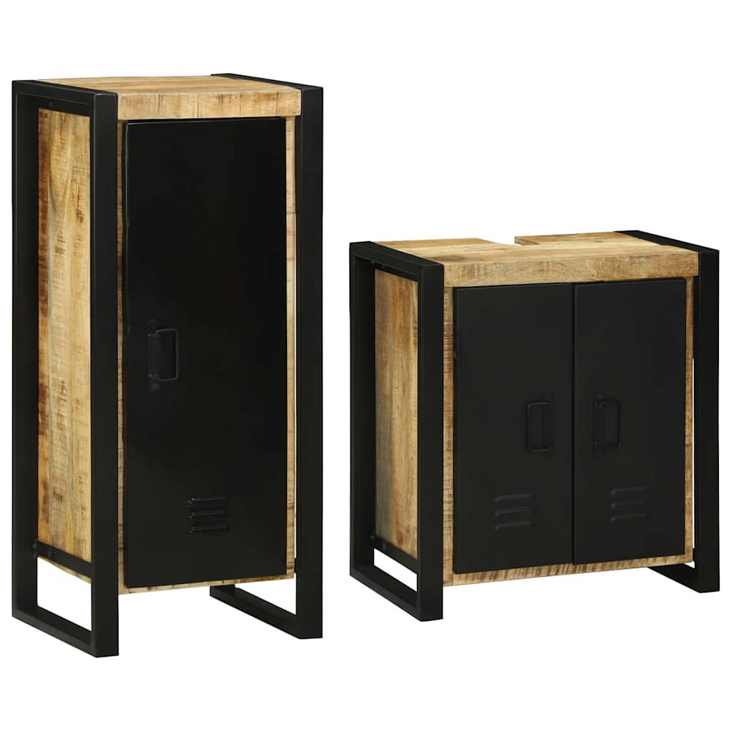 Set de mobilier pentru baie 2 pcs Maro Lemn de mango solid GartenMobel Dekor