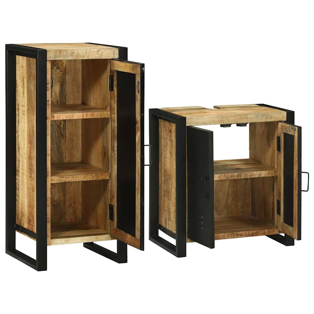 Set de mobilier pentru baie 2 pcs Maro Lemn de mango solid GartenMobel Dekor
