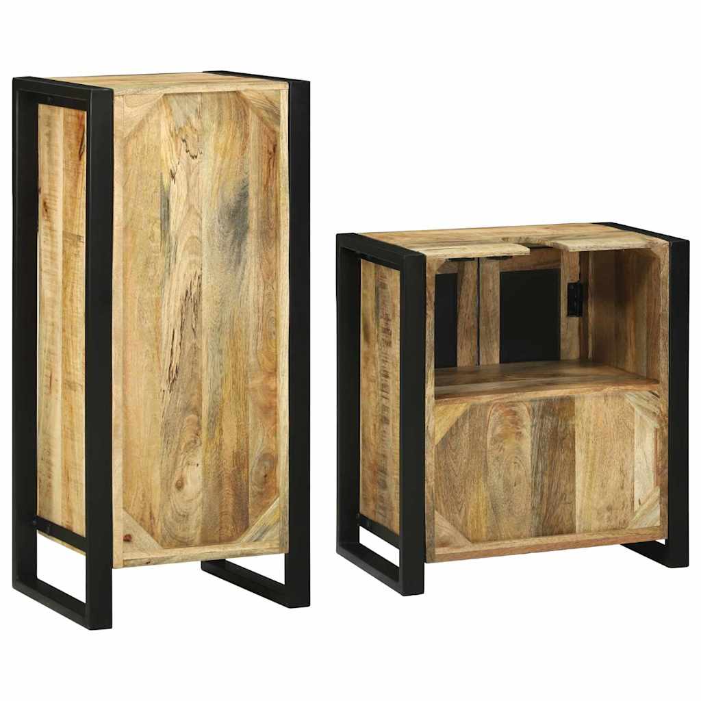 Set de mobilier pentru baie 2 pcs Maro Lemn de mango solid GartenMobel Dekor