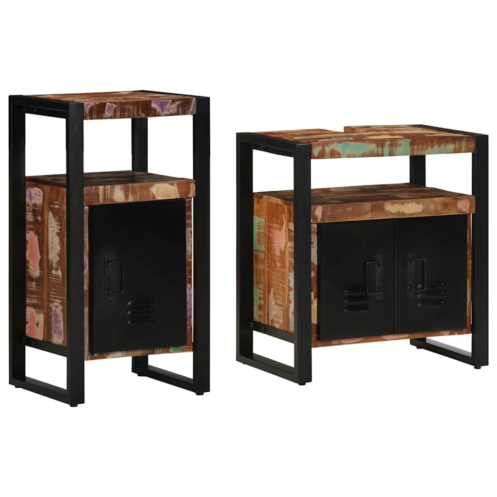 Set de mobilier pentru baie 2 pcs Maro Lemn masiv reciclat GartenMobel Dekor