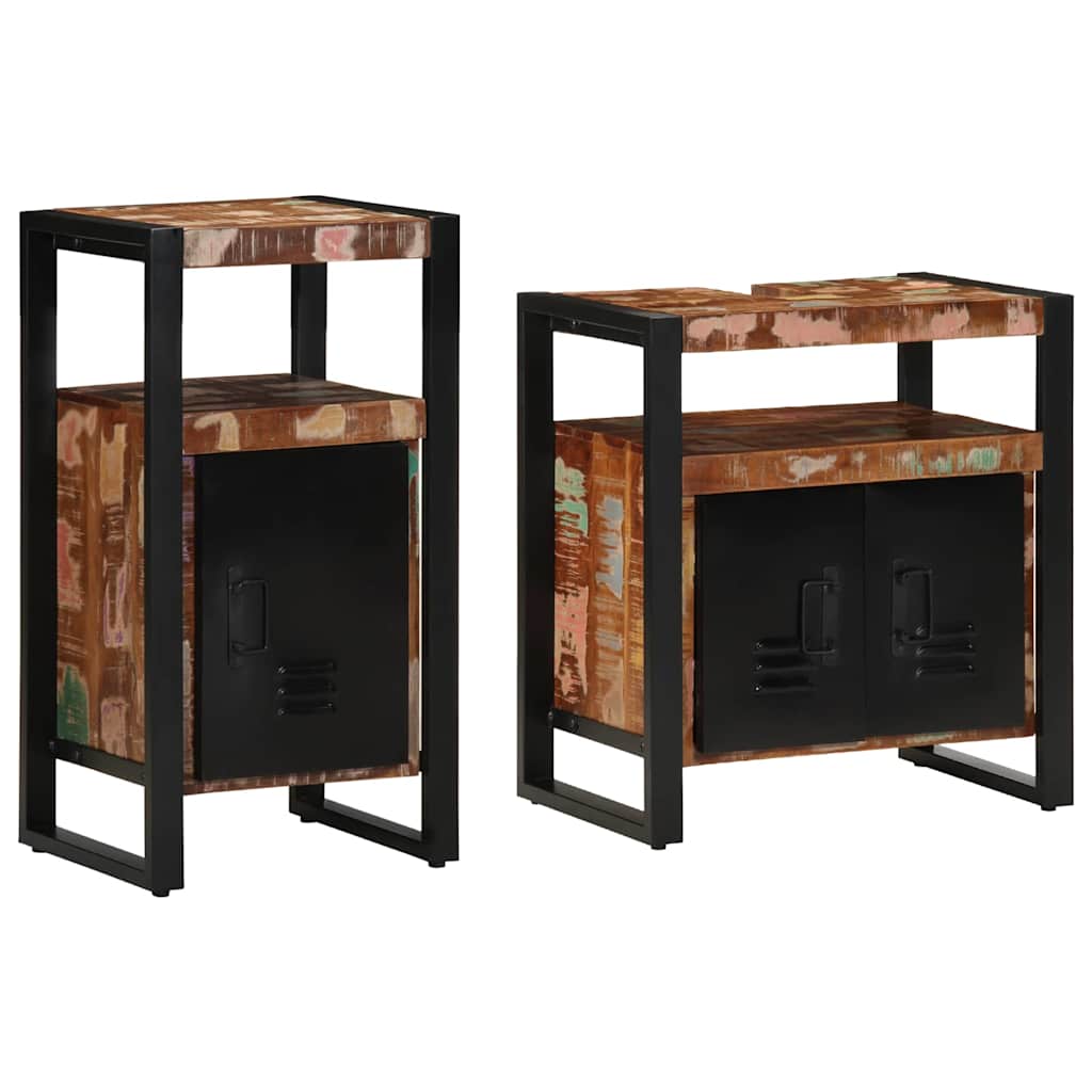 Set de mobilier pentru baie 2 pcs Maro Lemn masiv reciclat GartenMobel Dekor