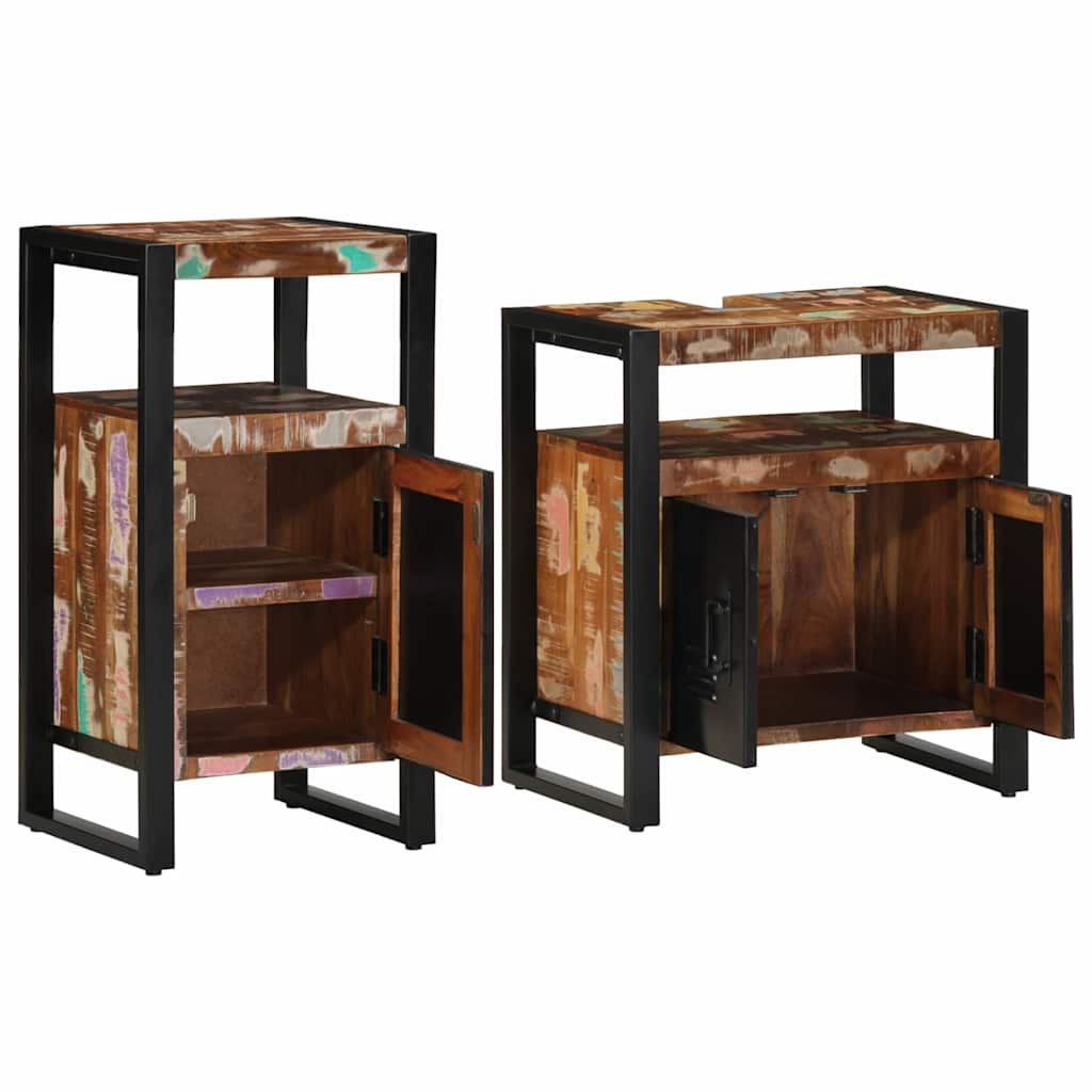 Set de mobilier pentru baie 2 pcs Maro Lemn masiv reciclat GartenMobel Dekor