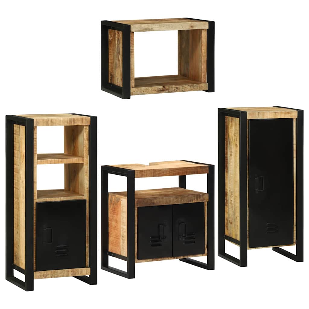 Set de mobilier pentru baie 4 pcs Maro Lemn de mango solid GartenMobel Dekor