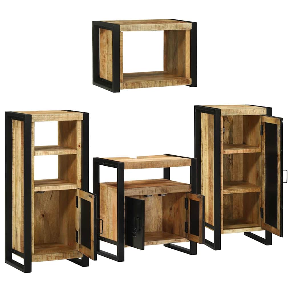 Set de mobilier pentru baie 4 pcs Maro Lemn de mango solid GartenMobel Dekor