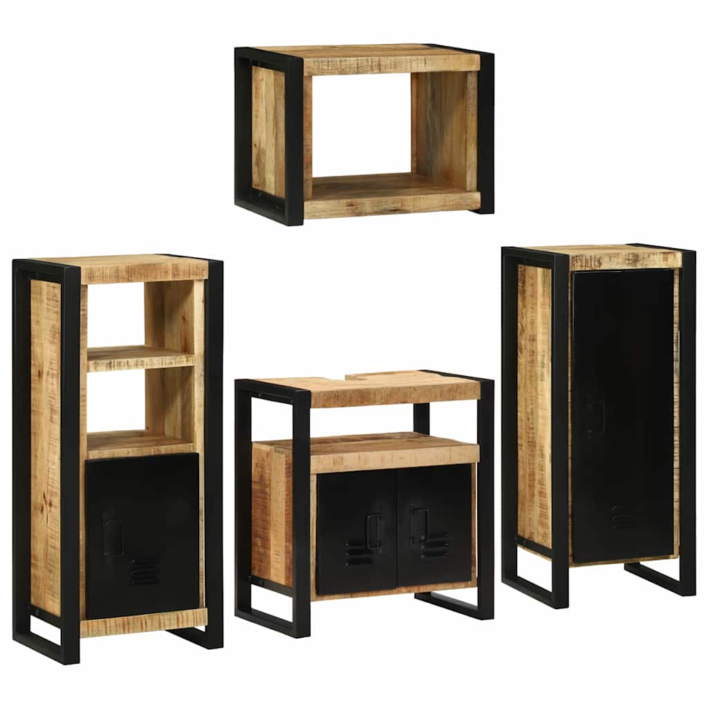 Set de mobilier pentru baie 4 pcs Maro Lemn de mango solid GartenMobel Dekor