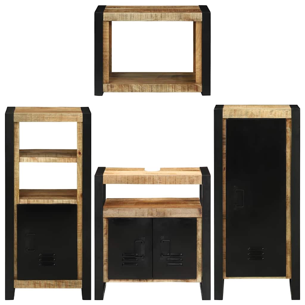 Set de mobilier pentru baie 4 pcs Maro Lemn de mango solid GartenMobel Dekor