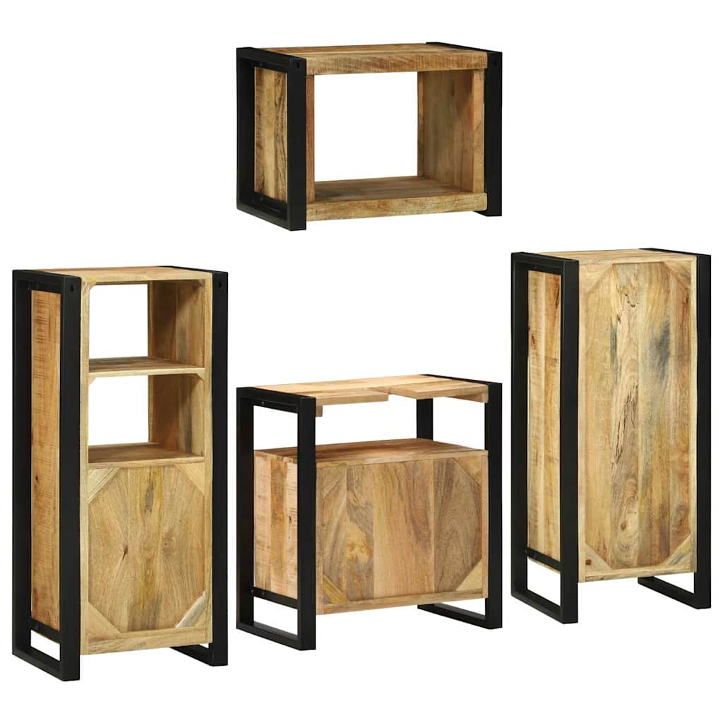Set de mobilier pentru baie 4 pcs Maro Lemn de mango solid GartenMobel Dekor