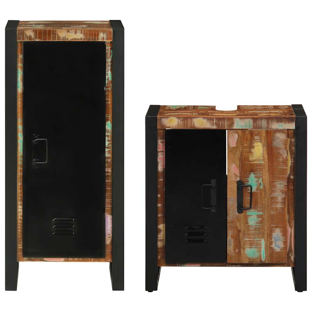 Set de mobilier pentru baie cu raft cu ușă Lemn masiv reciclat GartenMobel Dekor