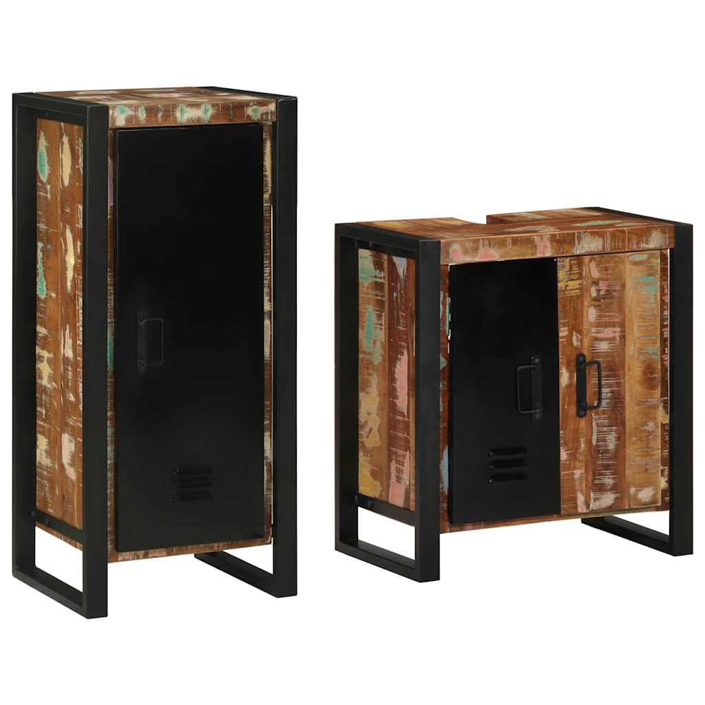 Set de mobilier pentru baie cu raft cu ușă Lemn masiv reciclat GartenMobel Dekor
