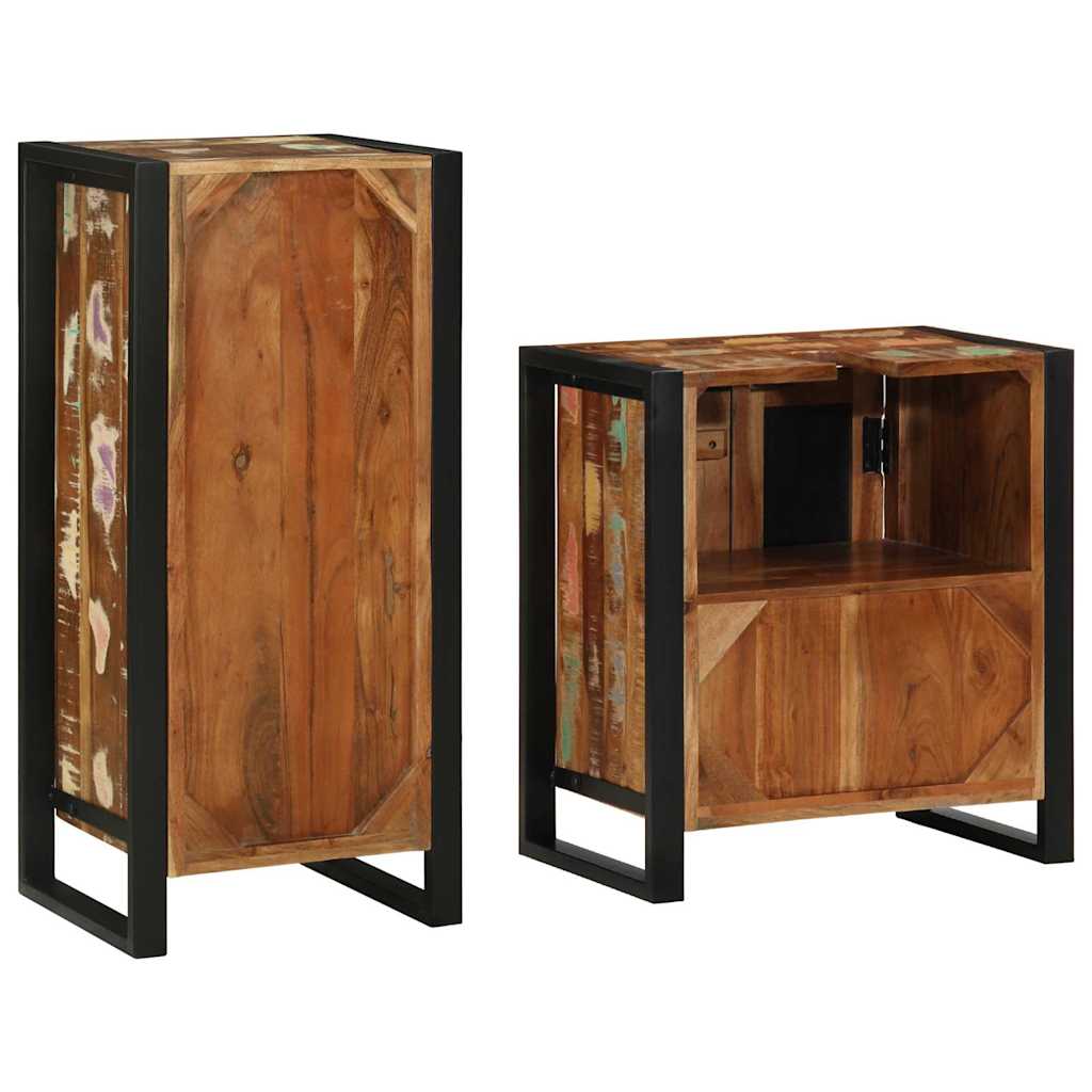 Set de mobilier pentru baie cu raft cu ușă Lemn masiv reciclat GartenMobel Dekor