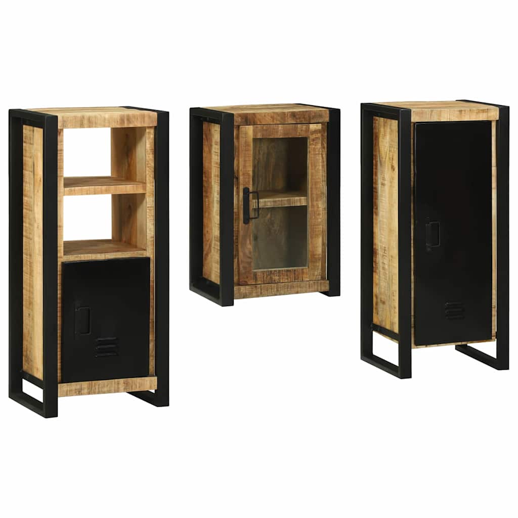 Set de mobilier pentru baie 3 pcs Maro Lemn de mango solid GartenMobel Dekor
