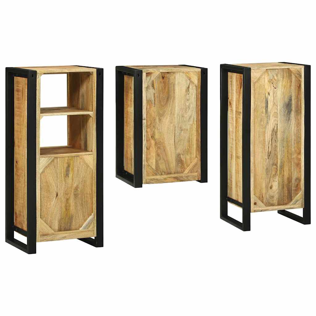 Set de mobilier pentru baie 3 pcs Maro Lemn de mango solid GartenMobel Dekor