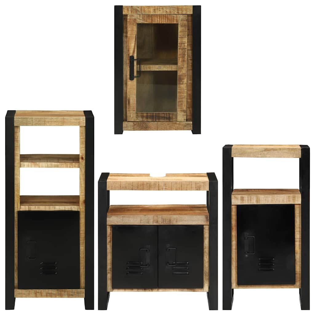 Set de mobilier pentru baie 4 pcs Maro Lemn de mango solid GartenMobel Dekor