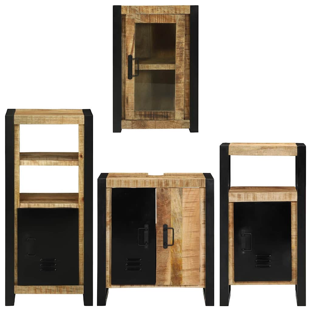 Set de mobilier pentru baie 4 pcs Maro Lemn de mango solid GartenMobel Dekor