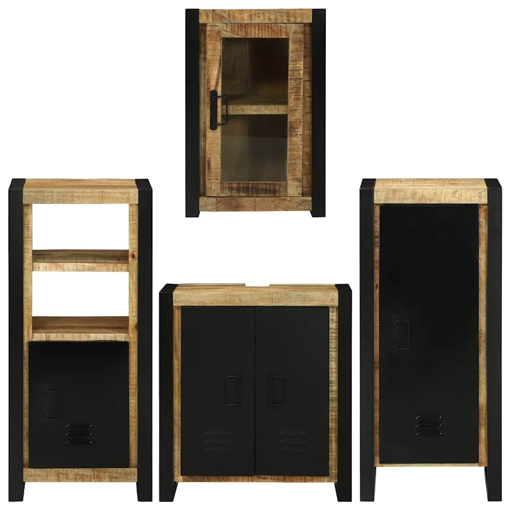 Set de mobilier pentru baie 4 pcs Maro Lemn de mango solid GartenMobel Dekor