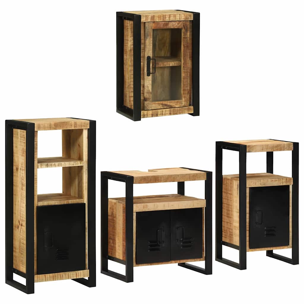 Set de mobilier pentru baie 4 pcs Maro Lemn de mango solid GartenMobel Dekor