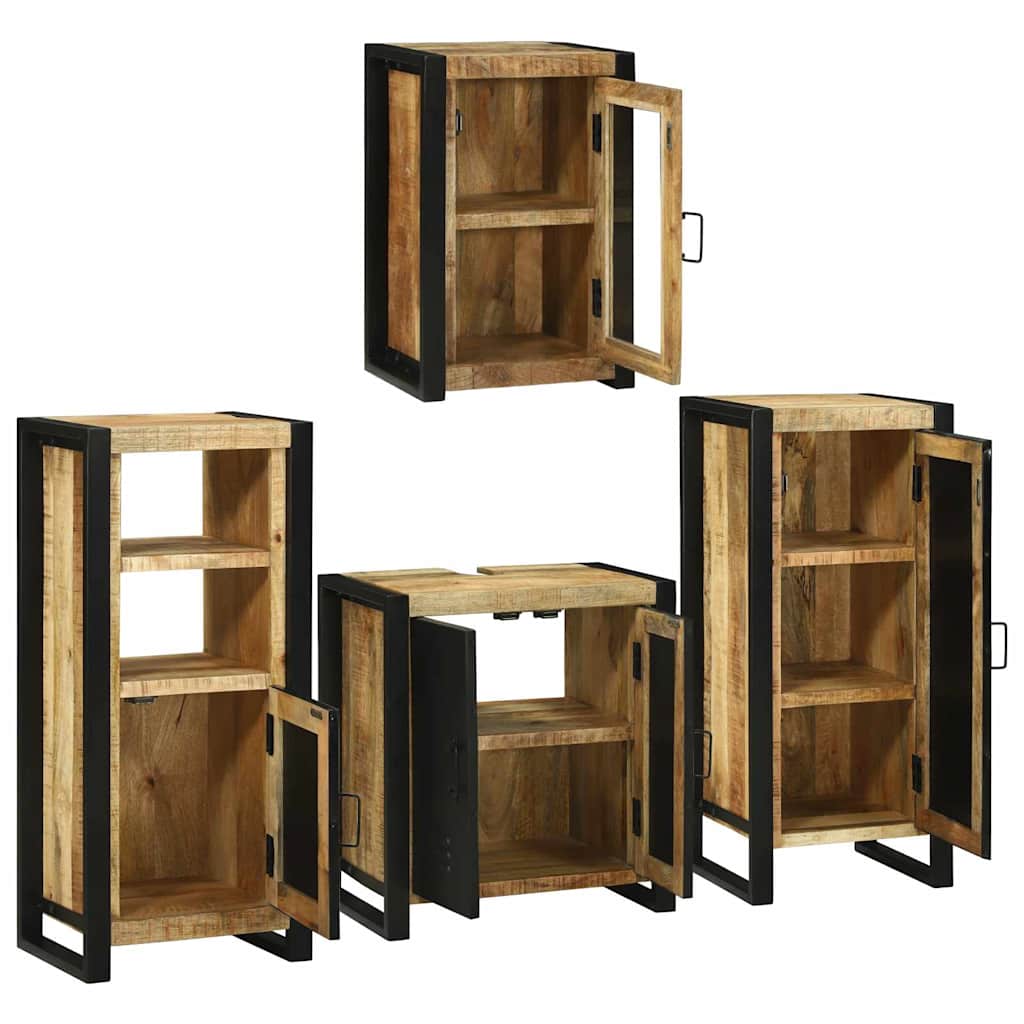 Set de mobilier pentru baie 4 pcs Maro Lemn de mango solid GartenMobel Dekor