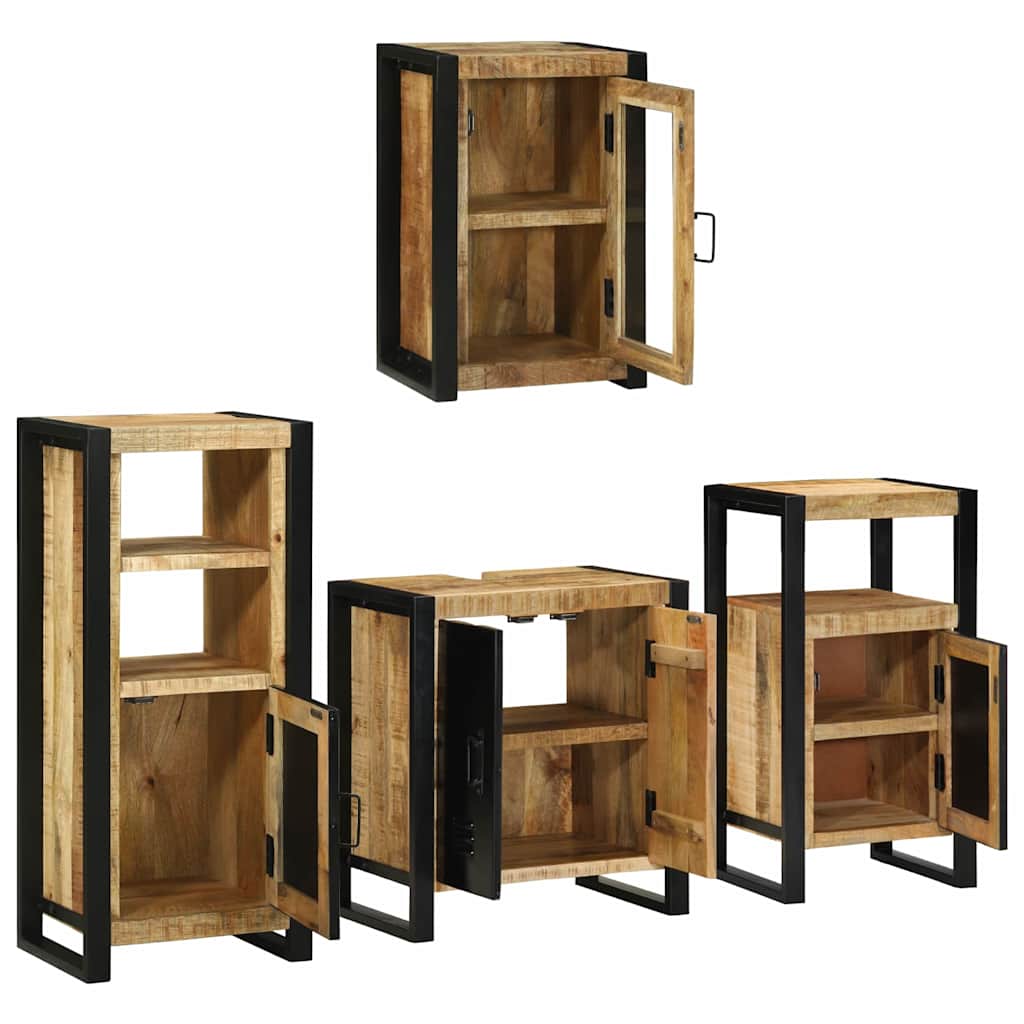 Set de mobilier pentru baie 4 pcs Maro Lemn de mango solid GartenMobel Dekor