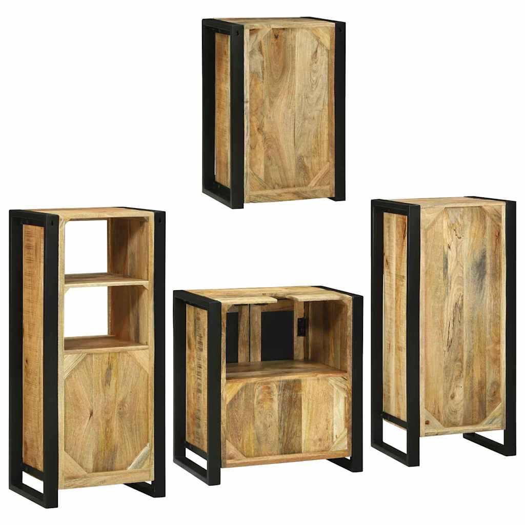 Set de mobilier pentru baie 4 pcs Maro Lemn de mango solid GartenMobel Dekor