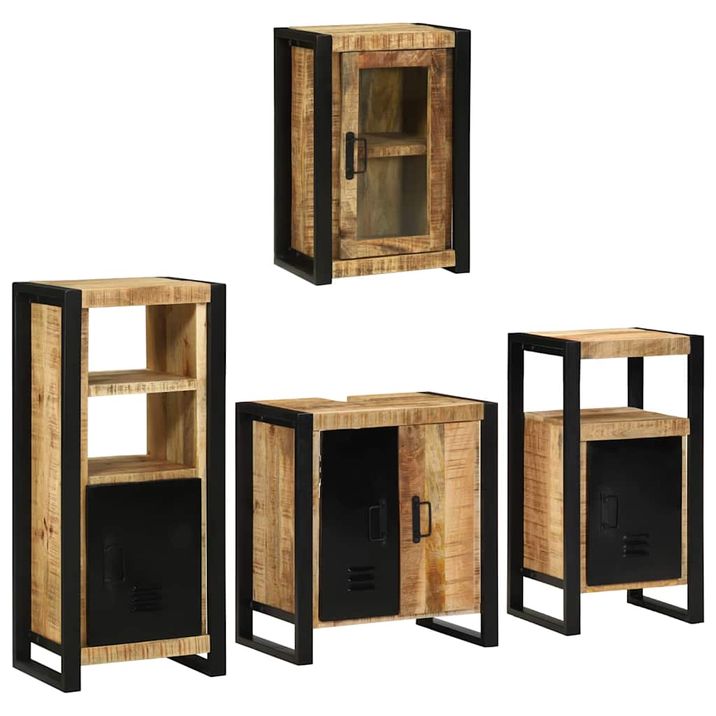Set de mobilier pentru baie 4 pcs Maro Lemn de mango solid GartenMobel Dekor