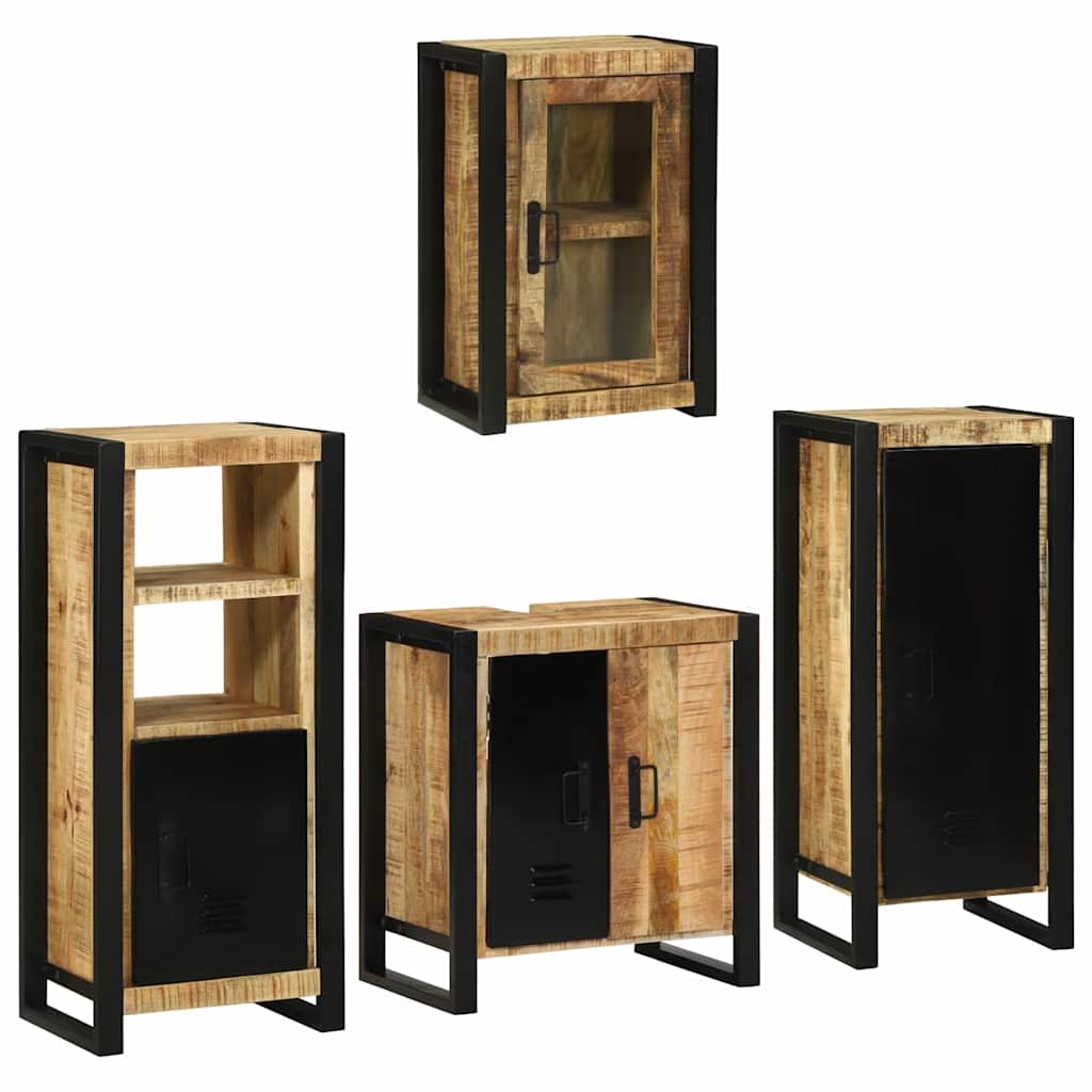 Set de mobilier pentru baie 4 pcs Maro Lemn de mango solid GartenMobel Dekor