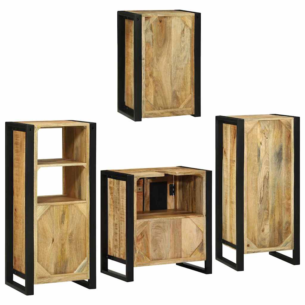 Set de mobilier pentru baie 4 pcs Maro Lemn de mango solid GartenMobel Dekor