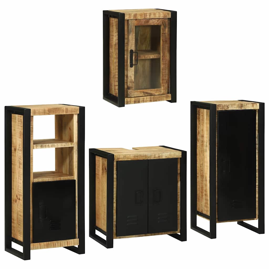 Set de mobilier pentru baie 4 pcs Maro Lemn de mango solid GartenMobel Dekor