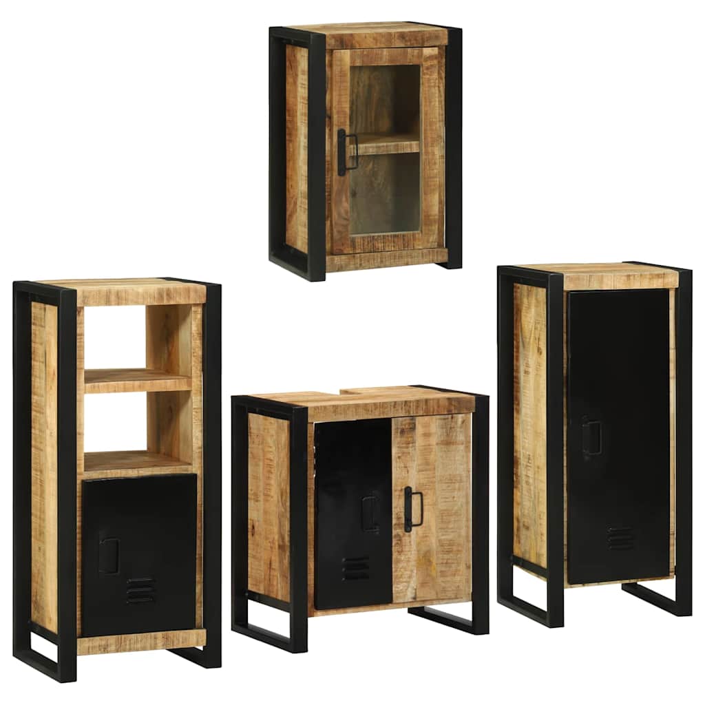 Set de mobilier pentru baie 4 pcs Maro Lemn de mango solid GartenMobel Dekor