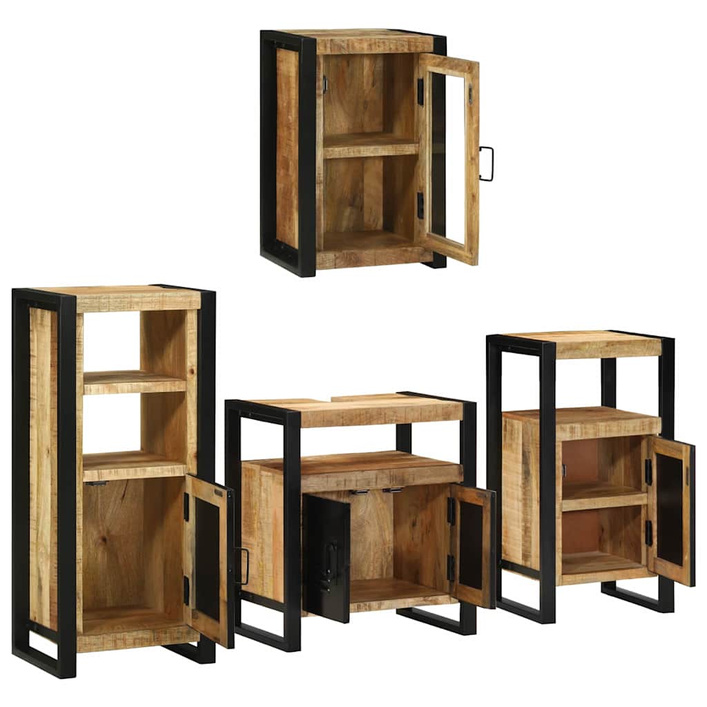 Set de mobilier pentru baie 4 pcs Maro Lemn de mango solid GartenMobel Dekor