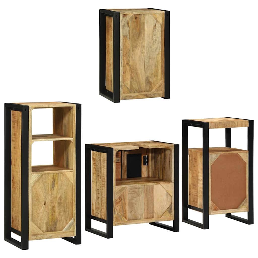 Set de mobilier pentru baie 4 pcs Maro Lemn de mango solid GartenMobel Dekor