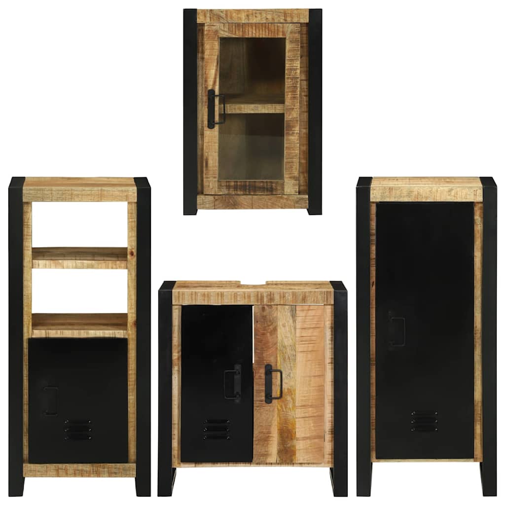 Set de mobilier pentru baie 4 pcs Maro Lemn de mango solid GartenMobel Dekor