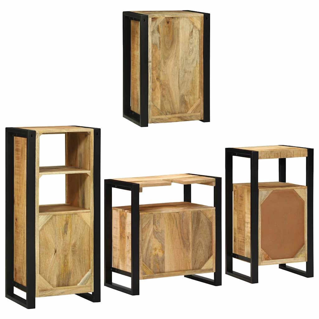 Set de mobilier pentru baie 4 pcs Maro Lemn de mango solid GartenMobel Dekor