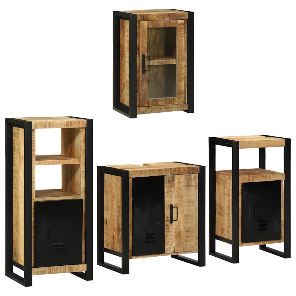Set de mobilier pentru baie 4 pcs Maro Lemn de mango solid GartenMobel Dekor