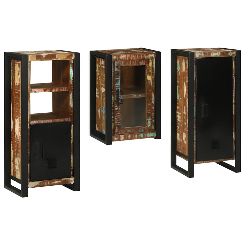 Set de mobilier pentru baie cu ușă 3 pcs Lemn recuperat solid GartenMobel Dekor
