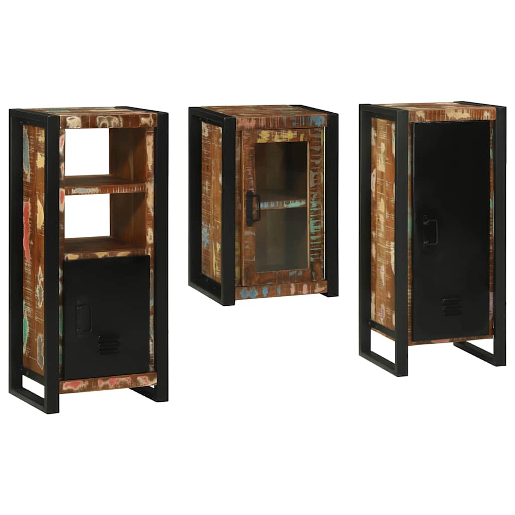 Set de mobilier pentru baie cu ușă 3 pcs Lemn recuperat solid GartenMobel Dekor